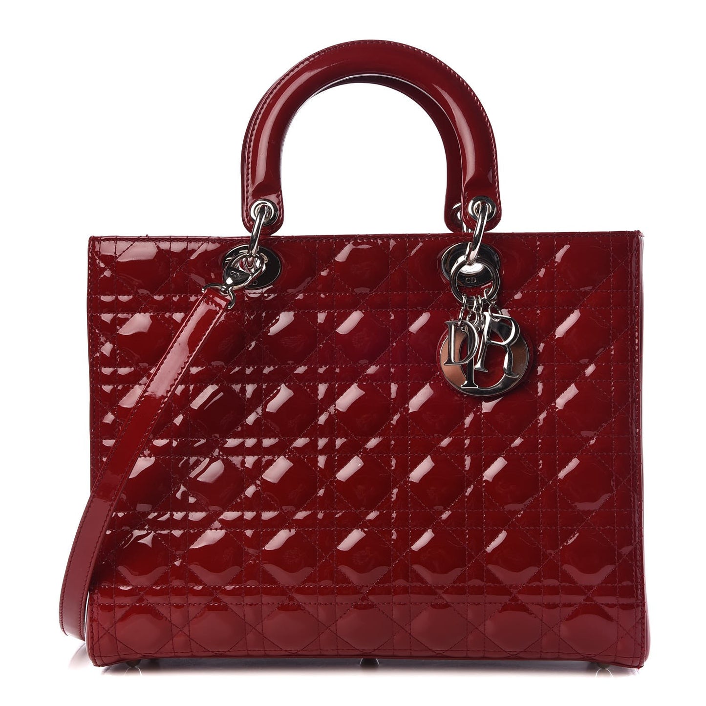 Patent Cannage Large Lady Dior Red