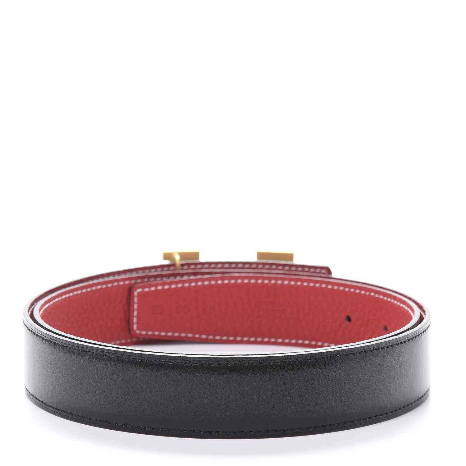 Hermes Box Togo 32mm H Belt 95 Black Rouge Casaque 2 of 6