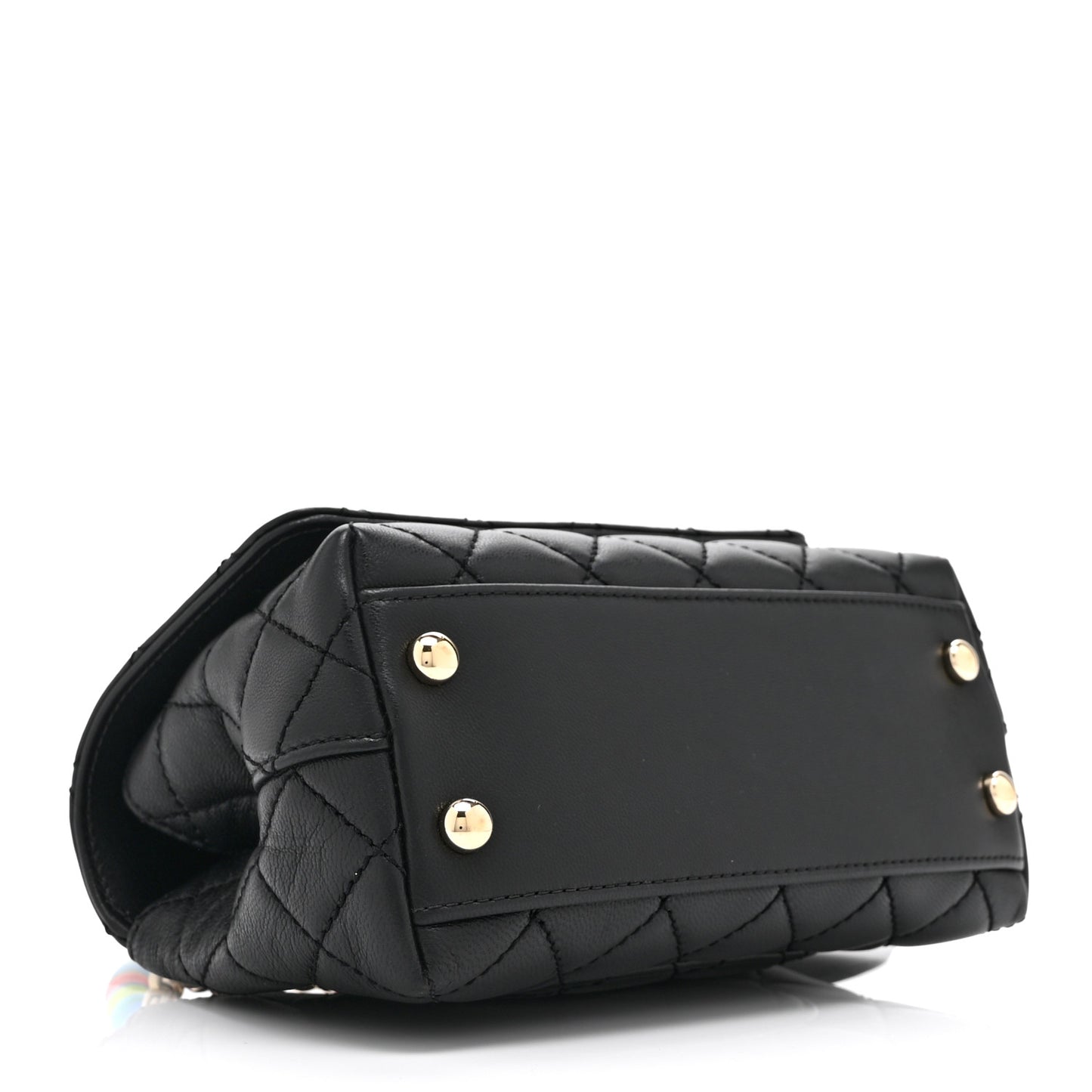 Goatskin Quilted Rainbow Extra Mini Coco Handle Flap Black
