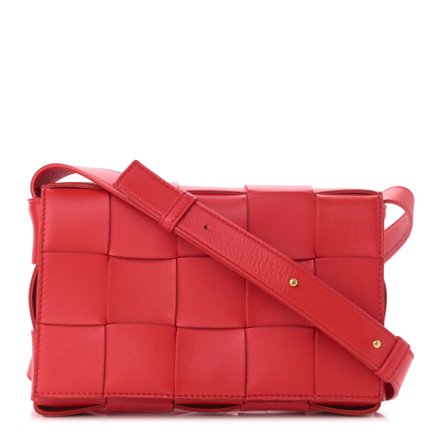 Bottega Veneta Lambskin Maxi Intrecciato Cassette Crossbody Bag Bright Red 1 of 13
