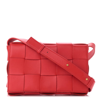 Bottega Veneta Lambskin Maxi Intrecciato Cassette Crossbody Bag Bright Red 1 of 13