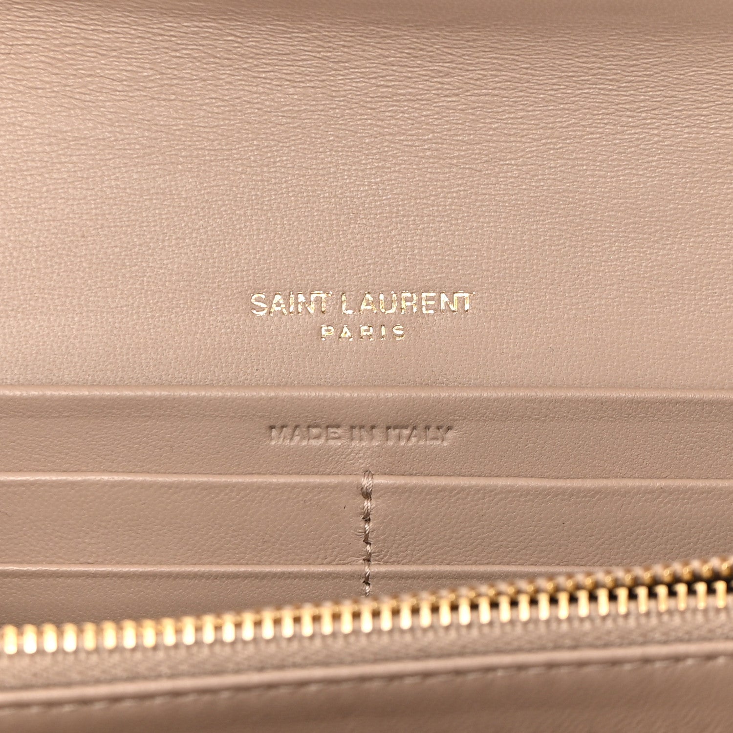 Saint Laurent Lambskin Quilted Monogram Large Gabbie Flap Wallet Dark Beige 6 of 15
