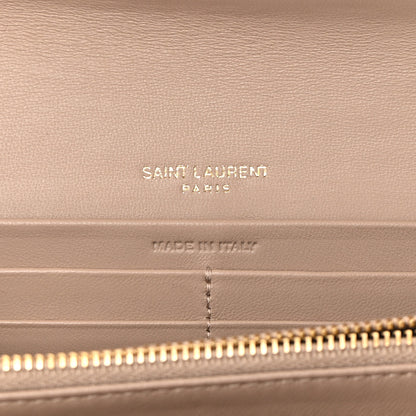 Saint Laurent Lambskin Quilted Monogram Large Gabbie Flap Wallet Dark Beige 6 of 15