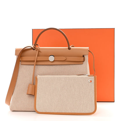 Hermes Vache Hunter Criss Viking Herbag Zip Retourne 31 PM Ecru Beige Naturel 13 of 13