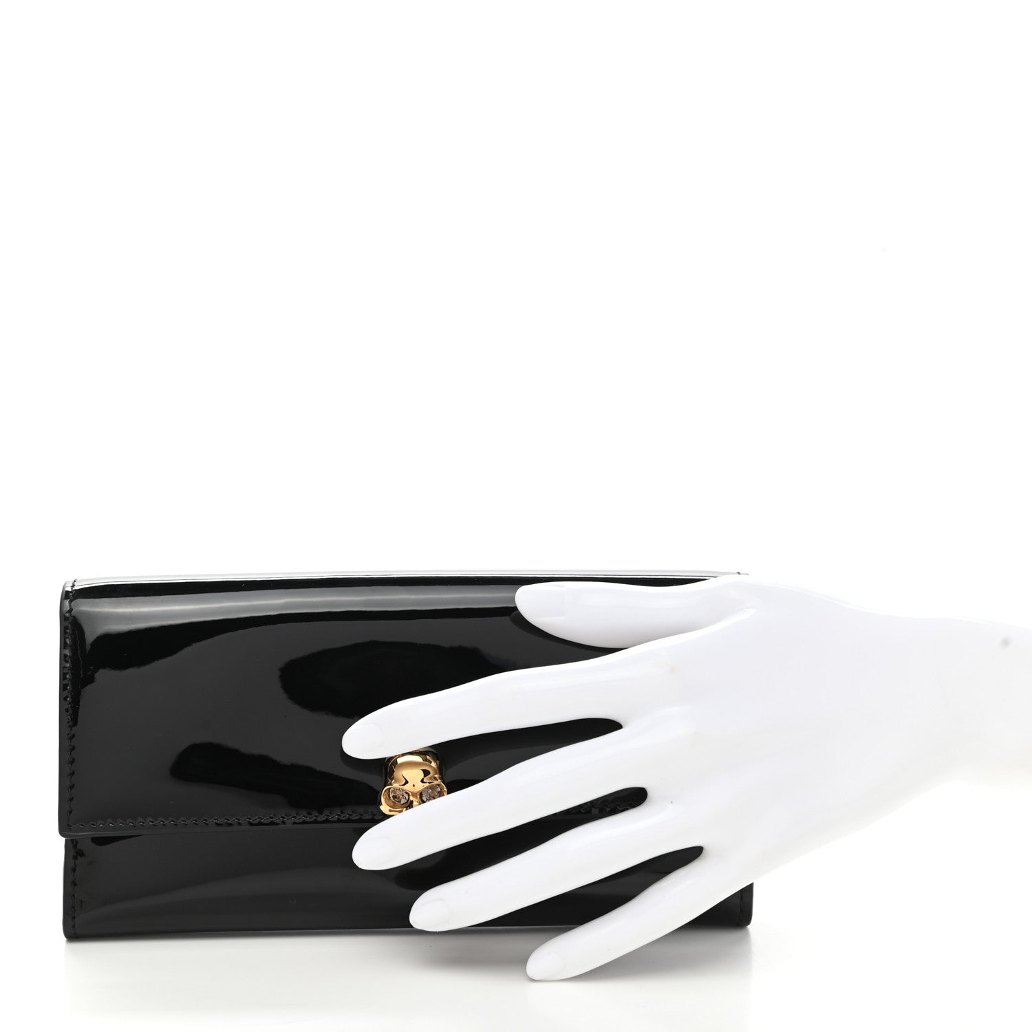 Alexander McQueen Patent Skull Continental Wallet Black 2 of 10