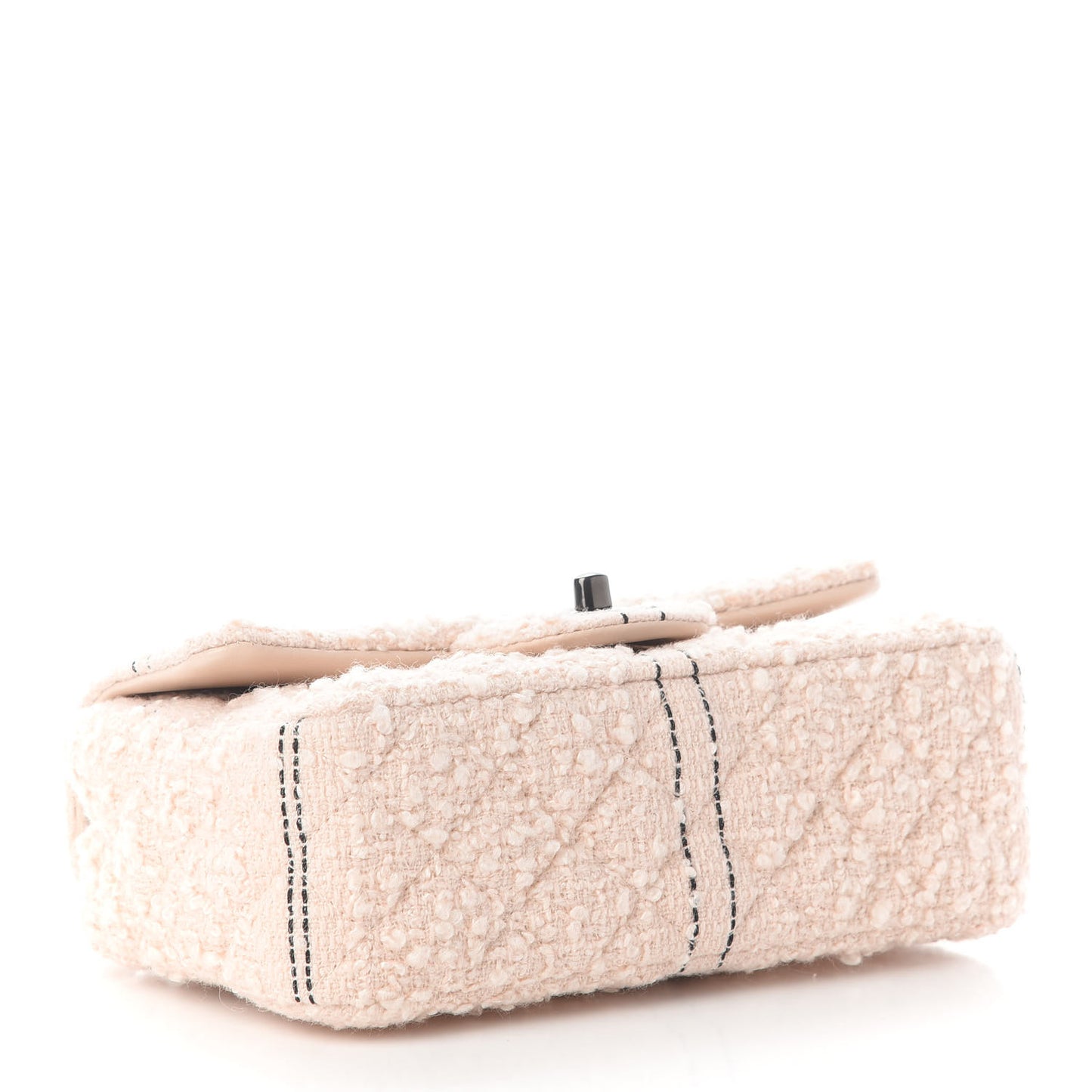 Tweed Quilted Mini Rectangular Flap Light Pink Black