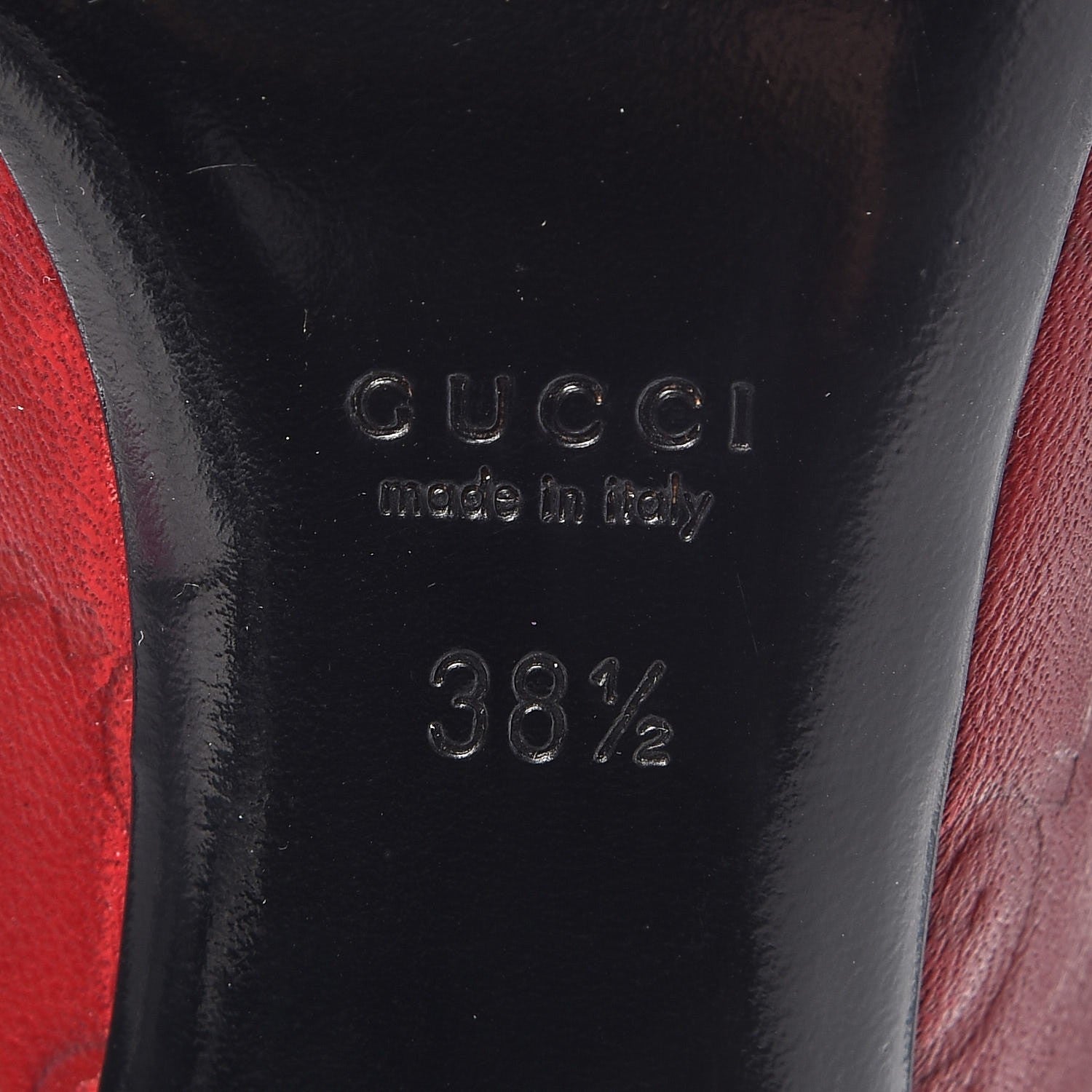 Gucci Guccissima Peep Toe Pumps 38.5 Shetland Red 9 of 11