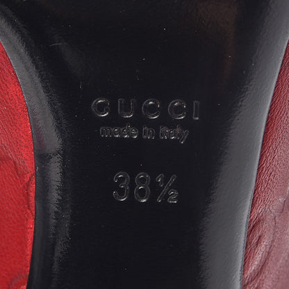 Gucci Guccissima Peep Toe Pumps 38.5 Shetland Red 9 of 11