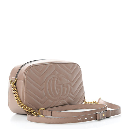 Gucci Calfskin Matelasse Small GG Marmont Chain Shoulder Bag Porcelain Rose 3 of 11