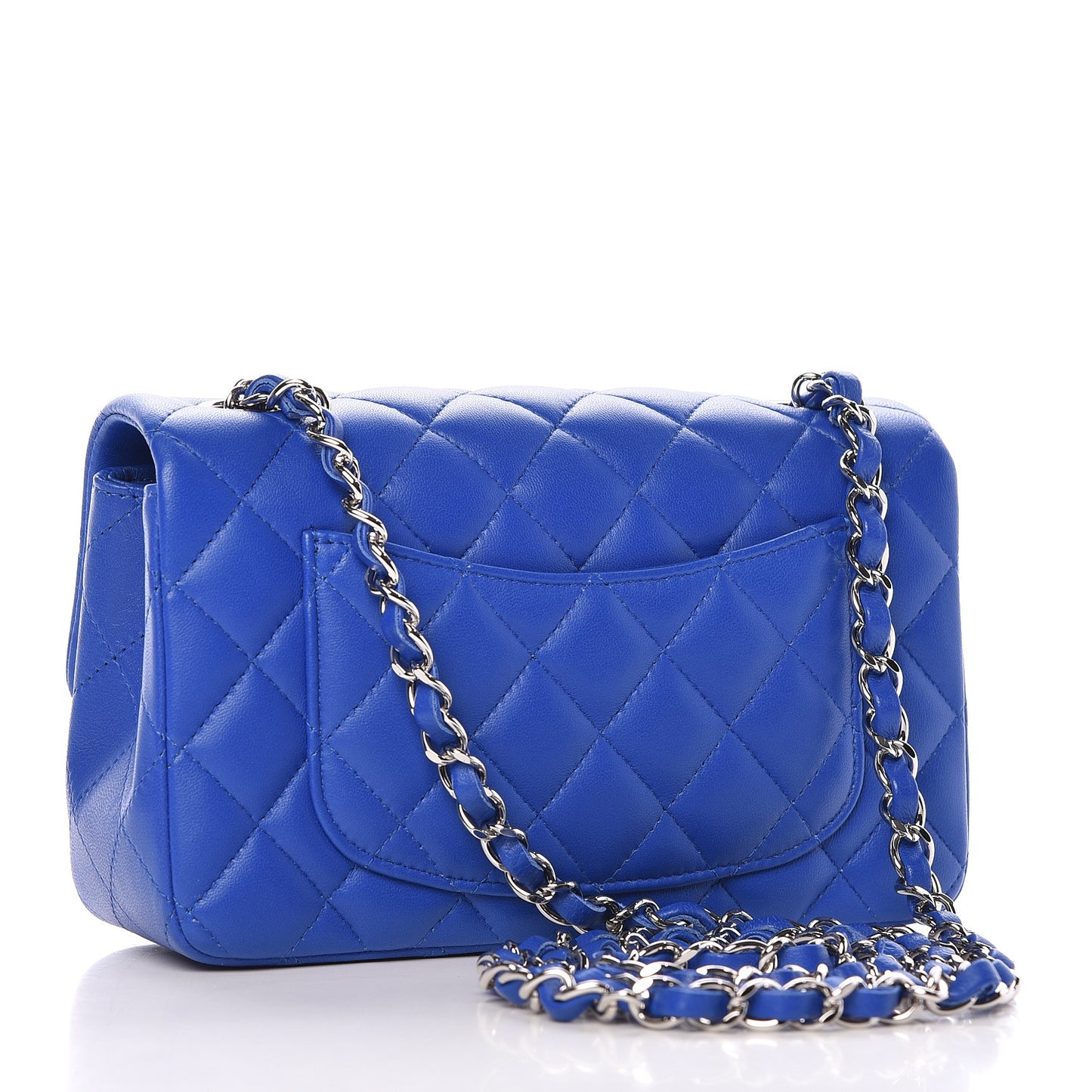 Lambskin Quilted Mini Rectangular Flap Blue