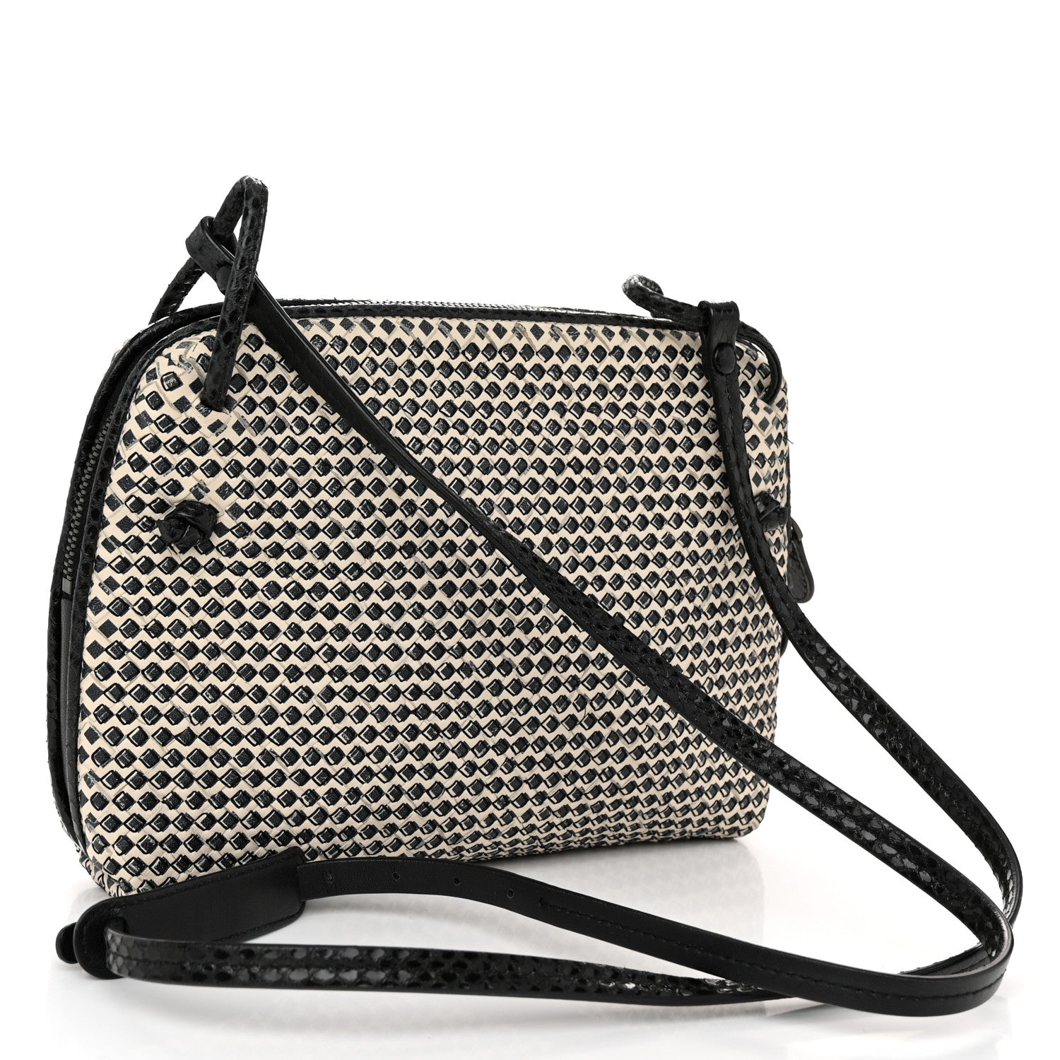 Bottega Veneta Nappa Ayers Cravaterria Intrecciato Nodini Bag Off White Black 4 of 12