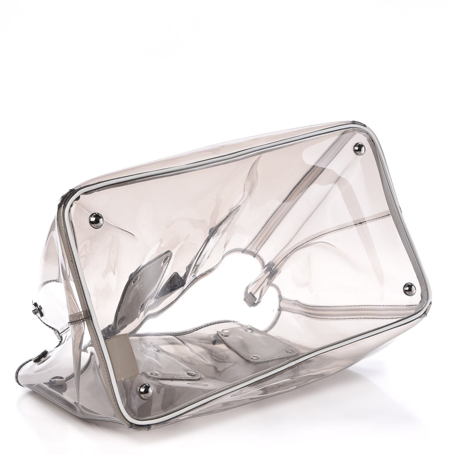 Vinyl Calfskin Tote Transparent White