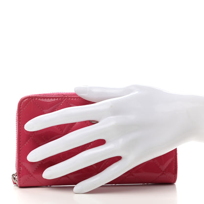 Chanel Patent Quilted Small Zip Around Wallet Pink 2 of 8