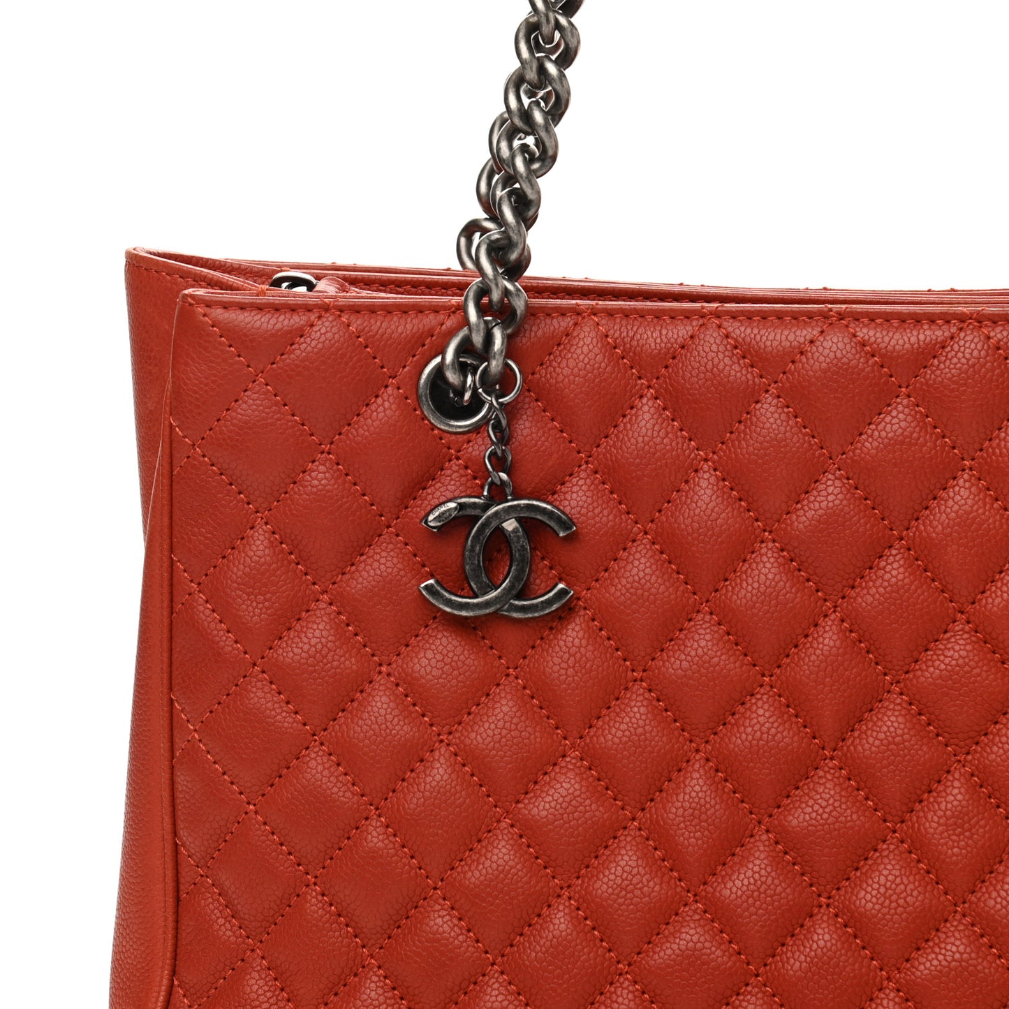Caviar Quilted Medium Rock In Rome Tote Dark Red