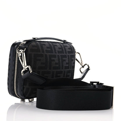 Fendi Recycled Fabric Jacquard Vitello Astro FF 1974 Mini Suitcase Bag Asfalto Black 3 of 11