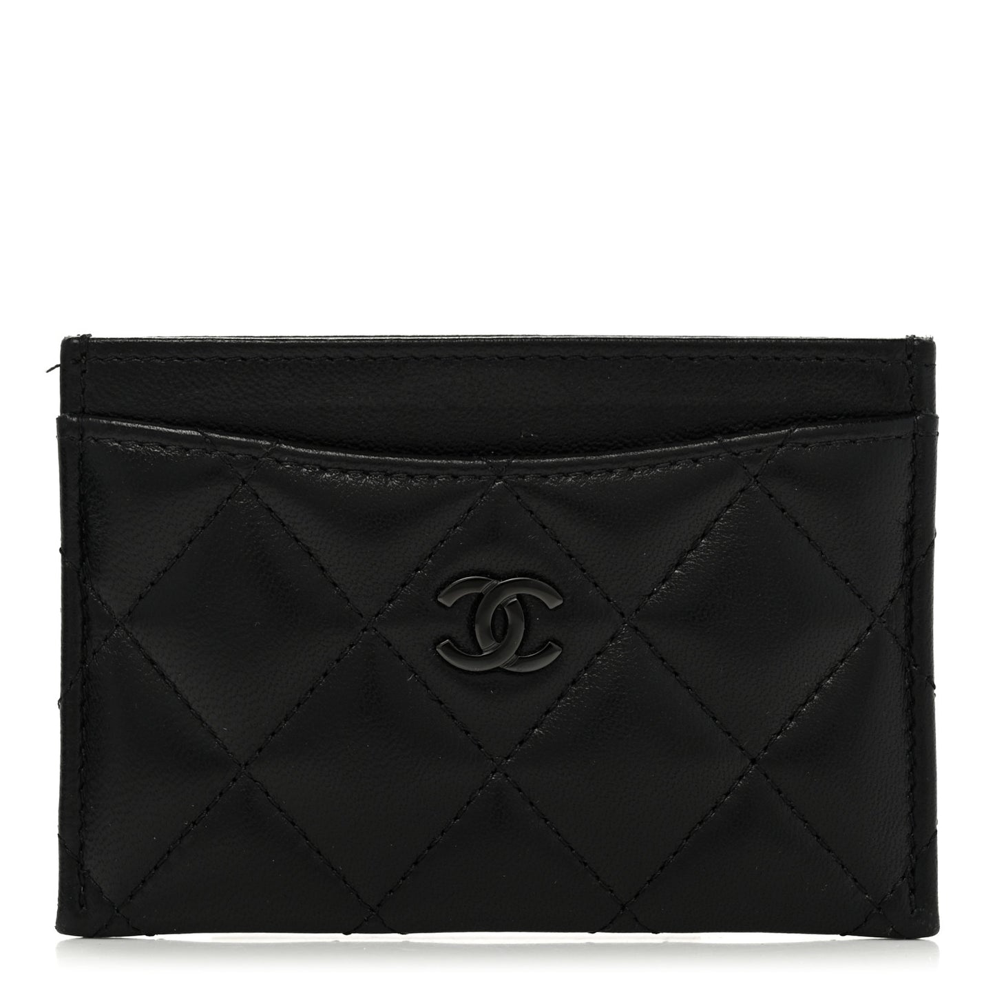 Lambskin Quilted Card Holder So Black