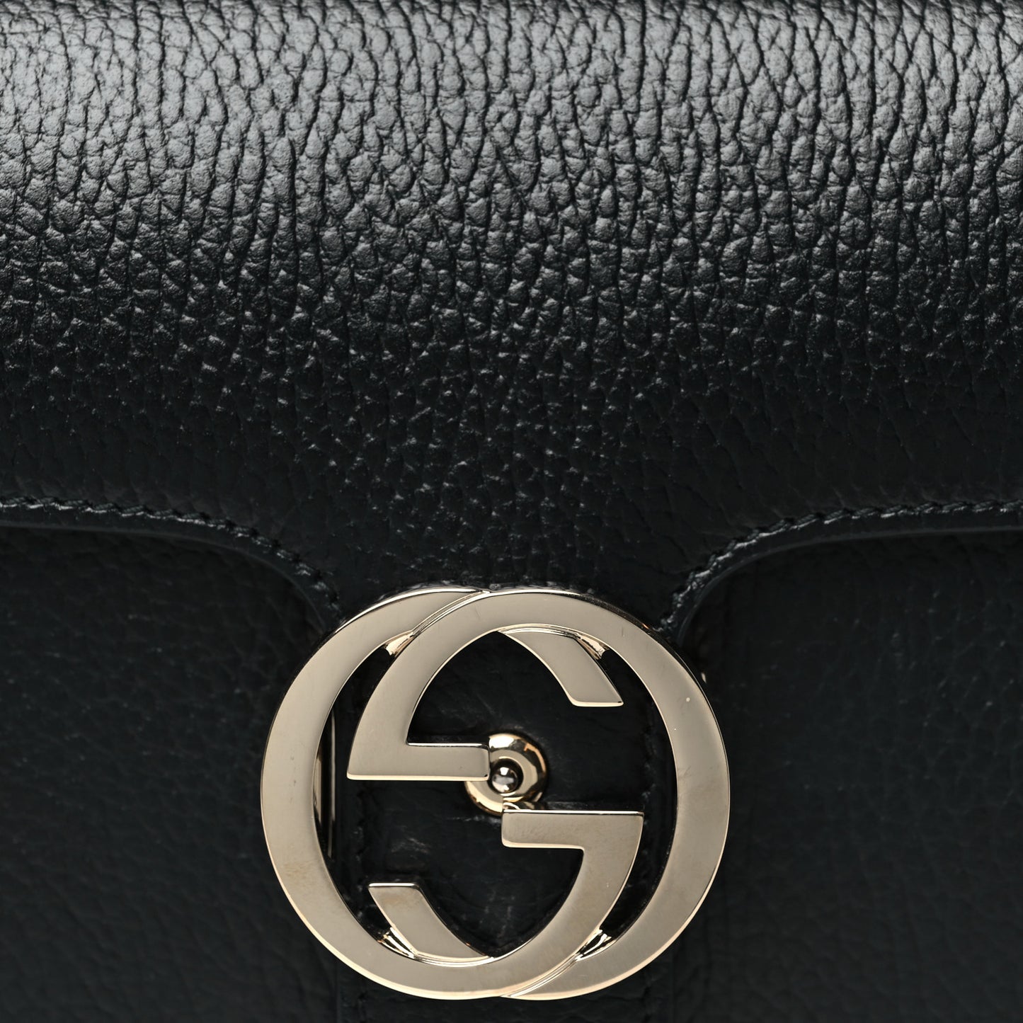 Dollar Calfskin Small Interlocking G Shoulder Bag Black