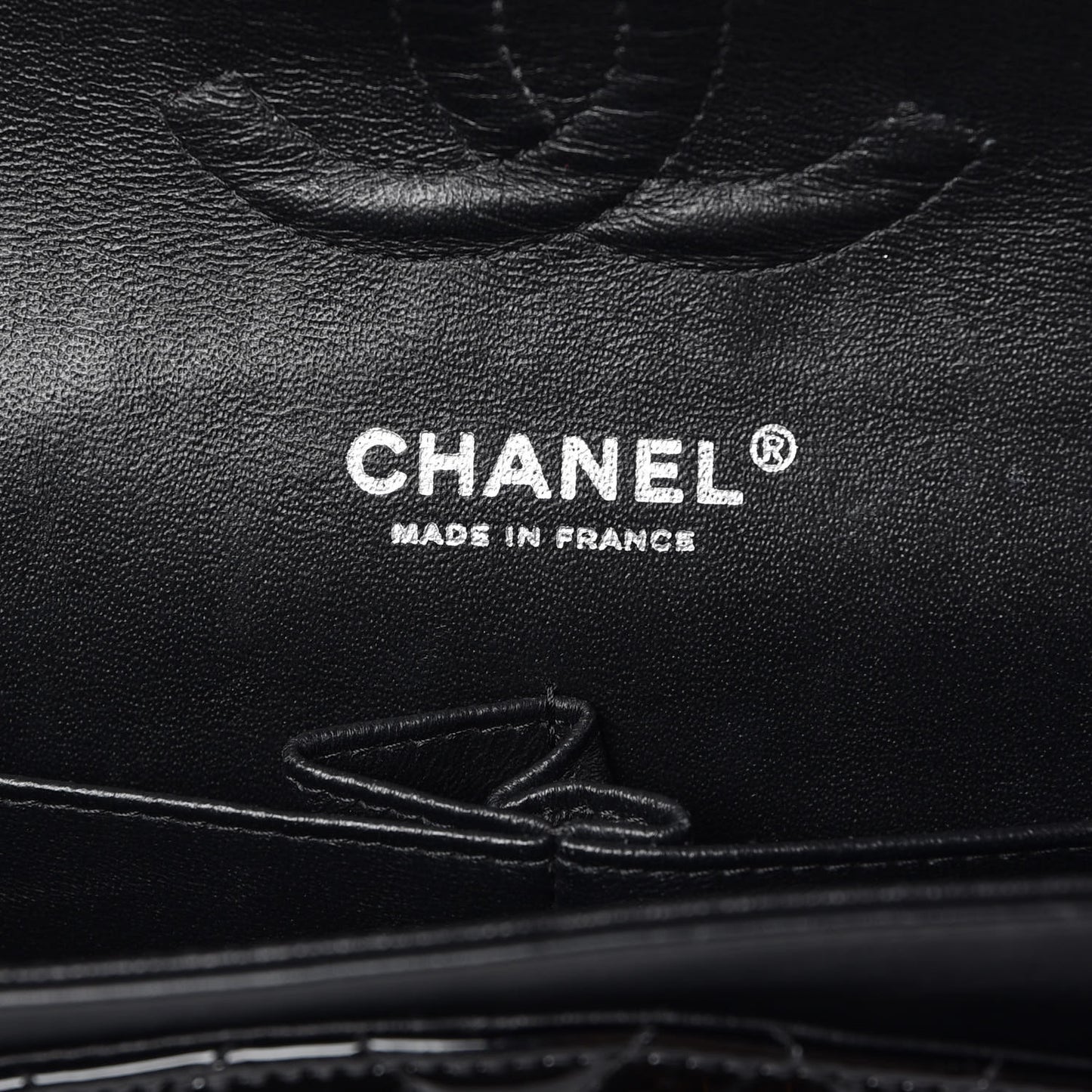 Patent Quilted Medium Double Flap Black