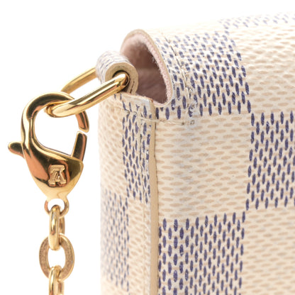 Louis Vuitton Damier Azur Pochette Felicie Chain Wallet Rose Ballerine 17 of 18