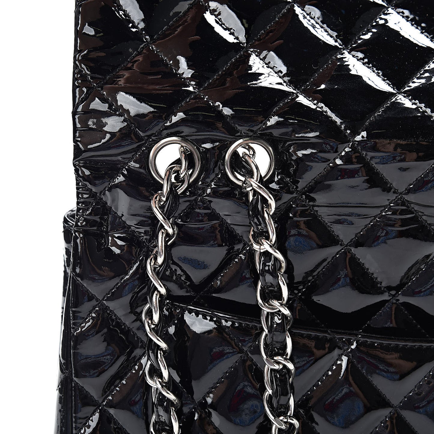 Patent Quilted Jumbo Single Flap Black