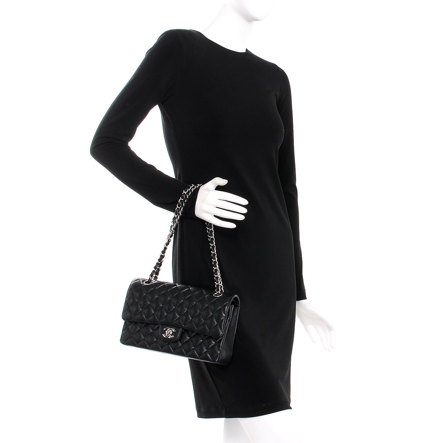 Chanel Caviar Quilted Medium Double Flap Black 2 of 8