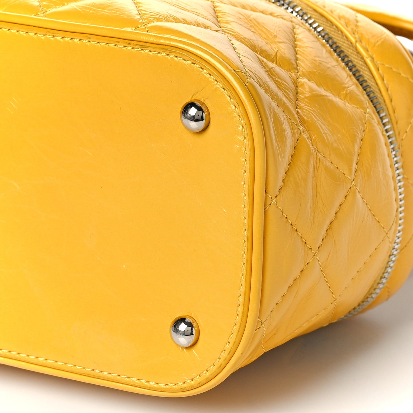 Crumpled Calfskin PVC Quilted Backpack Yellow