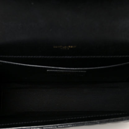 Saint Laurent Grain De Poudre Textured Mixed Matelasse Triquilt Medium Monogram Satchel Black 5 of 12