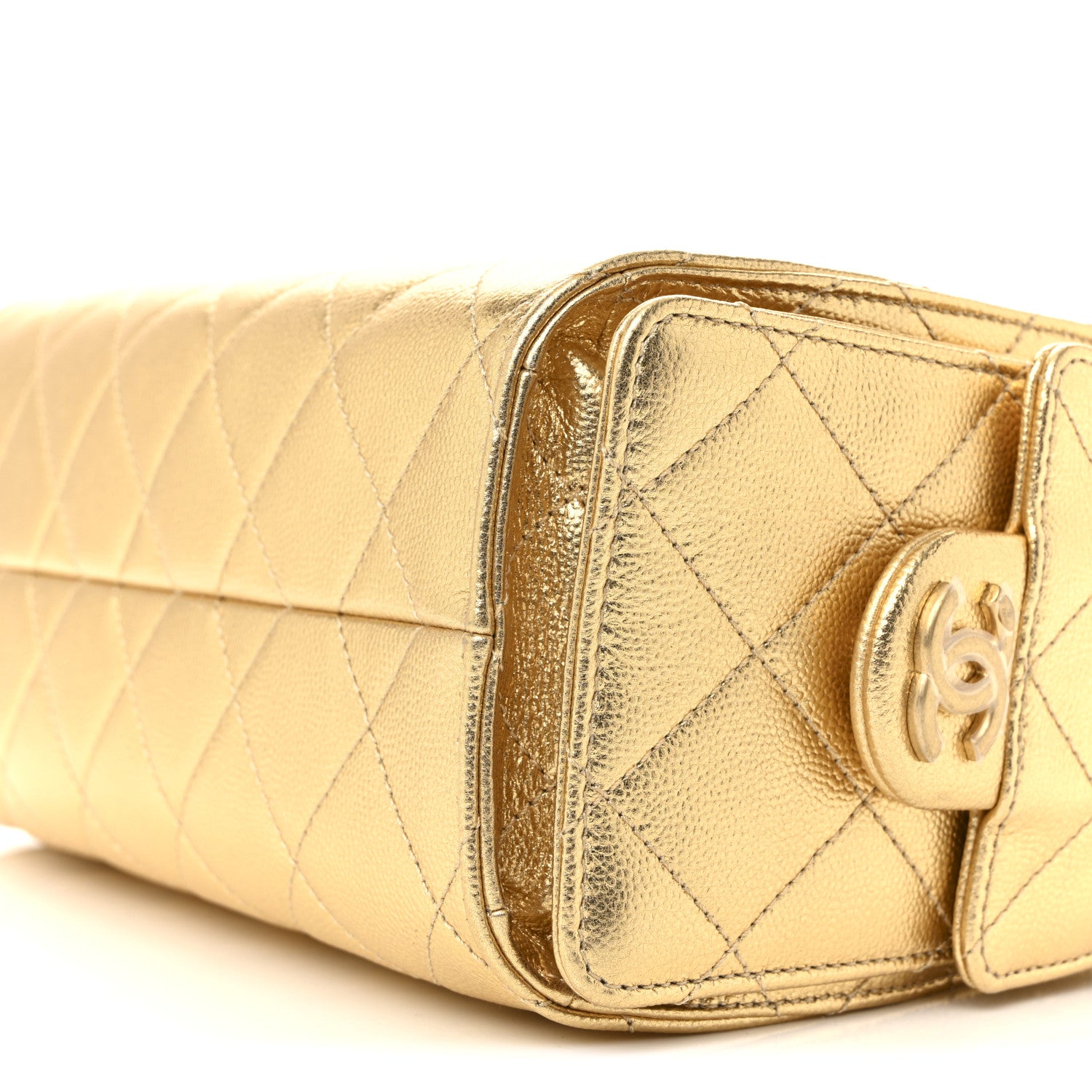 Chanel Metallic Caviar Quilted Mini Chanel 25 Handbag Gold 10 of 11