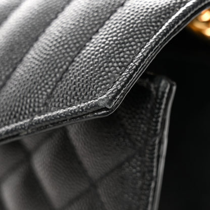 Saint Laurent Grain De Poudre Textured Mixed Matelasse Triquilt Medium Monogram Satchel Black 17 of 19