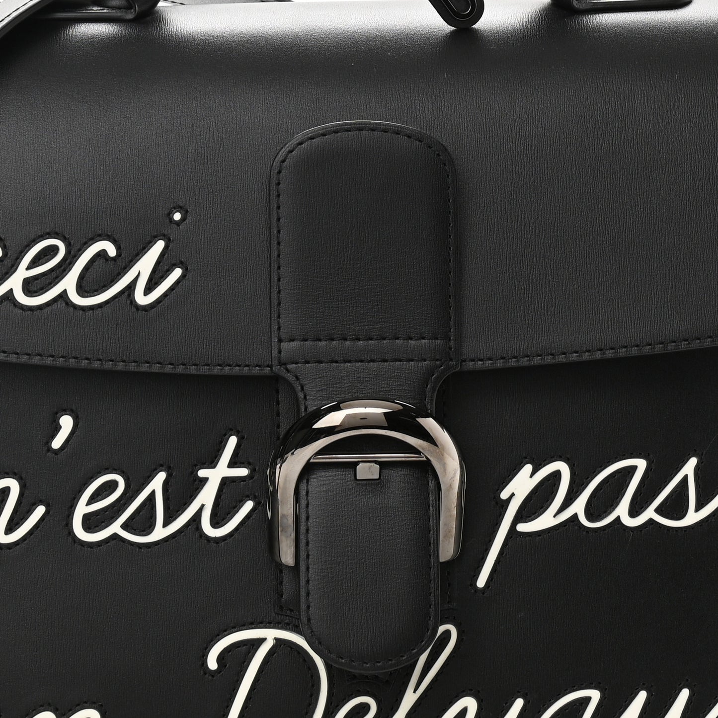 Calfskin MM L'Humour Brillant Satchel Black