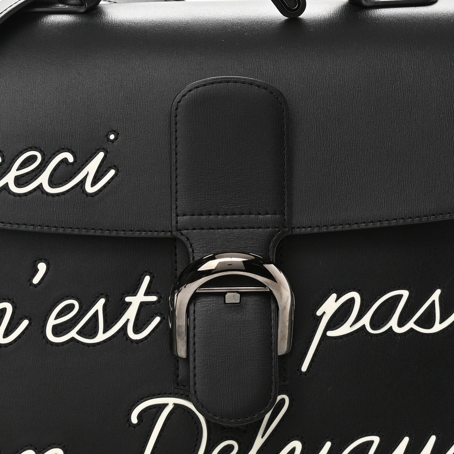 Delvaux Calfskin MM L'Humour Brillant Satchel Black 9 of 13
