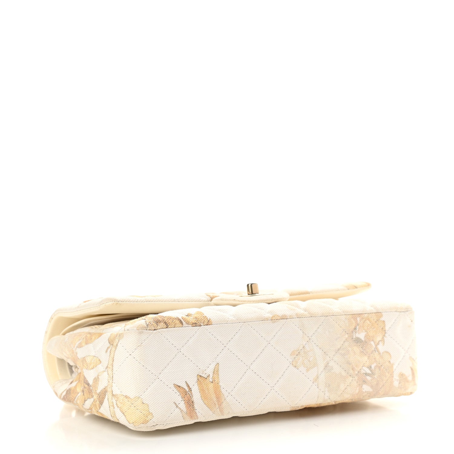 Chanel Denim Floral Printed Medium Double Flap Beige 4 of 13