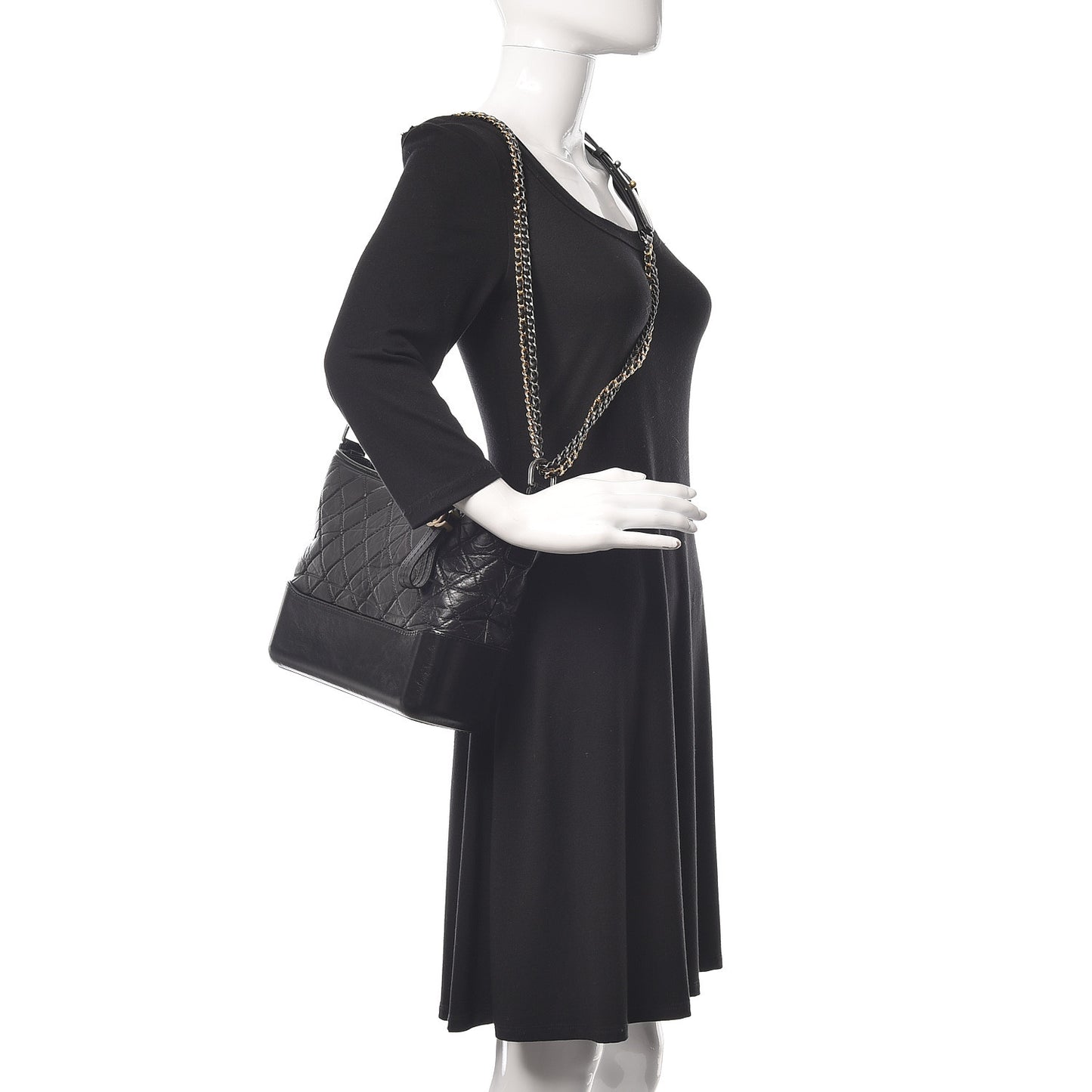 Aged Calfskin Quilted Medium Gabrielle Hobo Black
