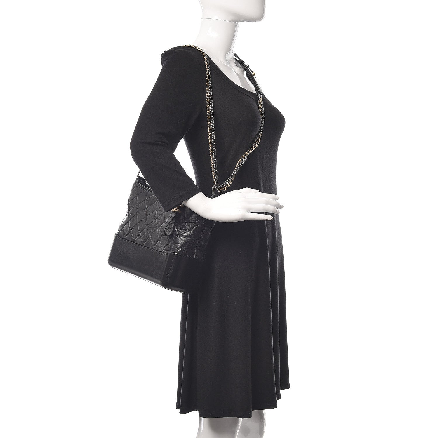 Chanel Aged Calfskin Quilted Medium Gabrielle Hobo Black 3 of 15
