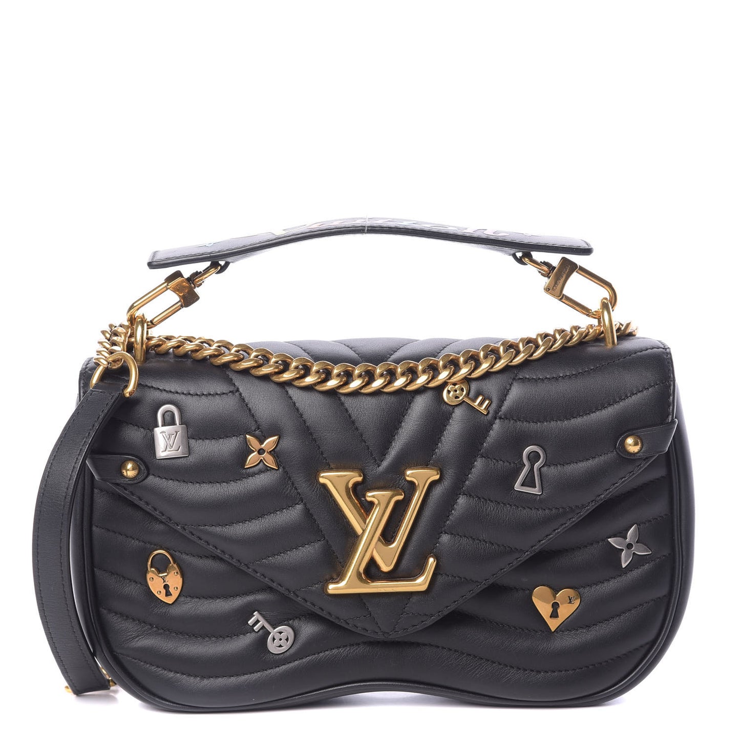 Calfskin Love Lock New Wave Chain MM Black