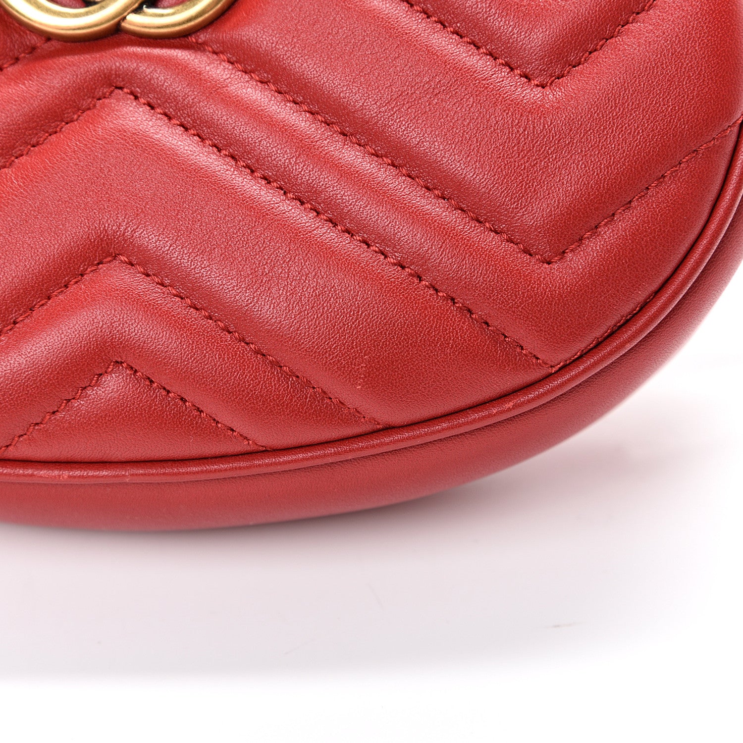 Gucci Calfskin Matelasse GG Marmont Belt Bag 75 30 Hibiscus Red 12 of 14