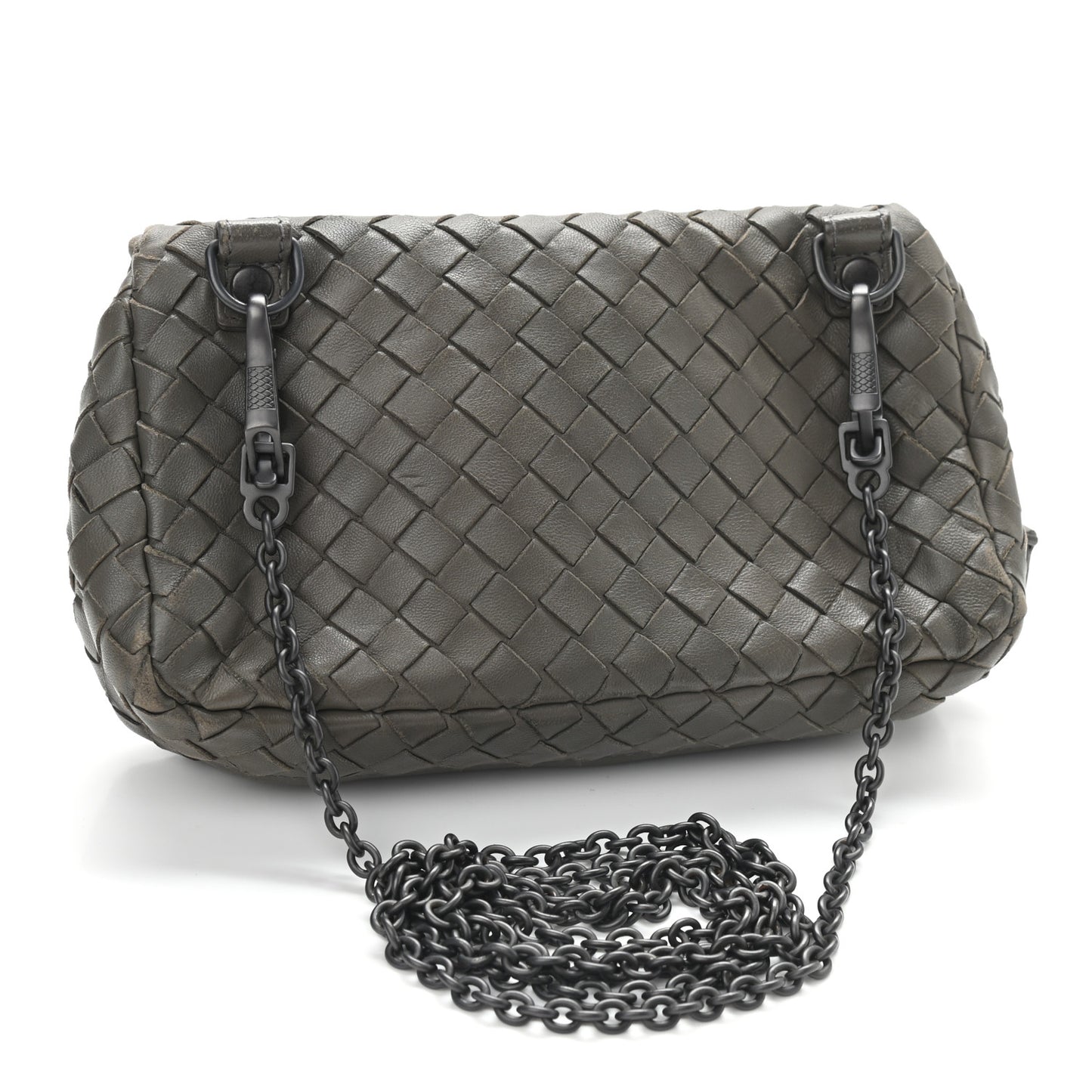 Nappa Intrecciato Mini Chain Messenger Gun Metal