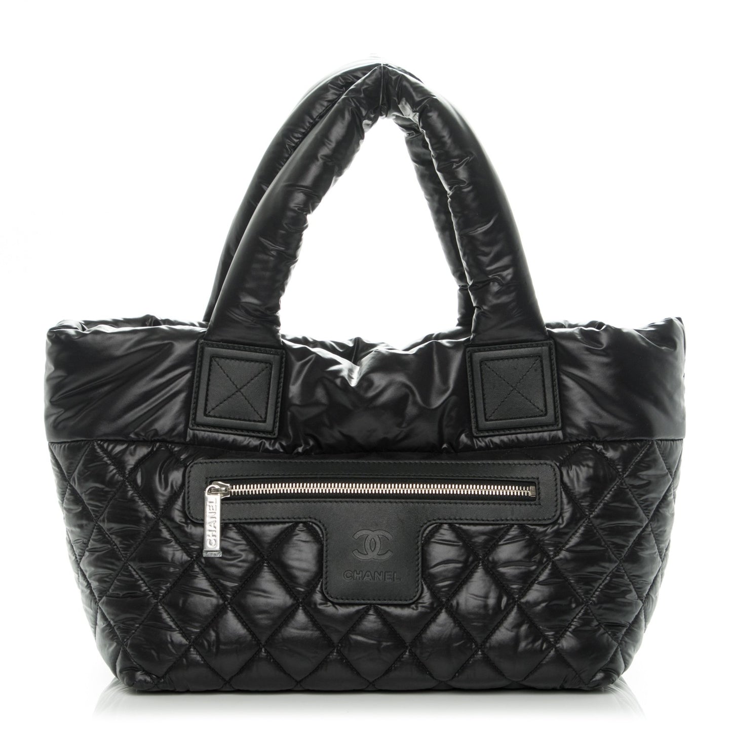 Nylon Quilted Coco Cocoon Medium Reversible Tote Black Red