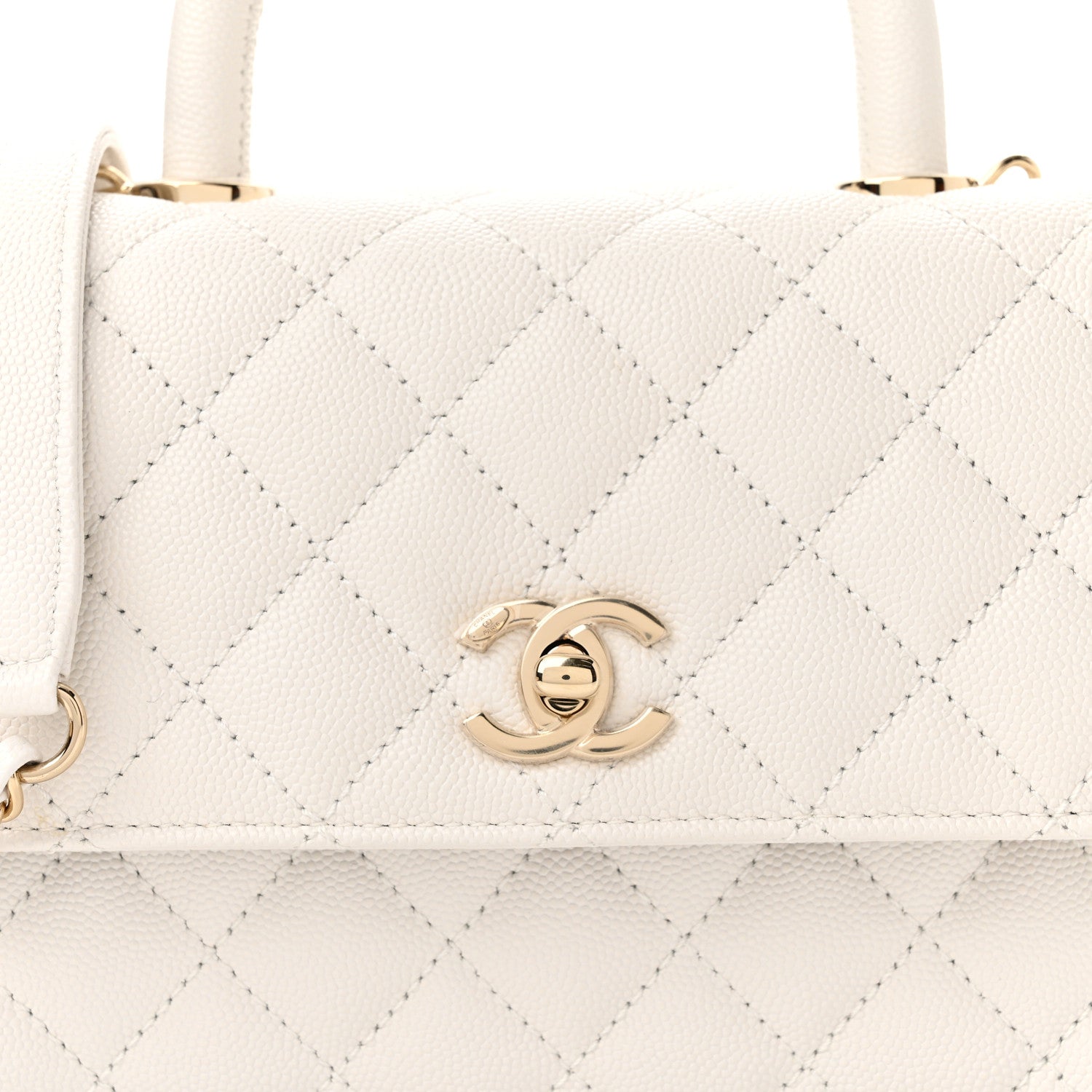 Chanel Caviar Quilted Mini Coco Handle Flap White 8 of 10