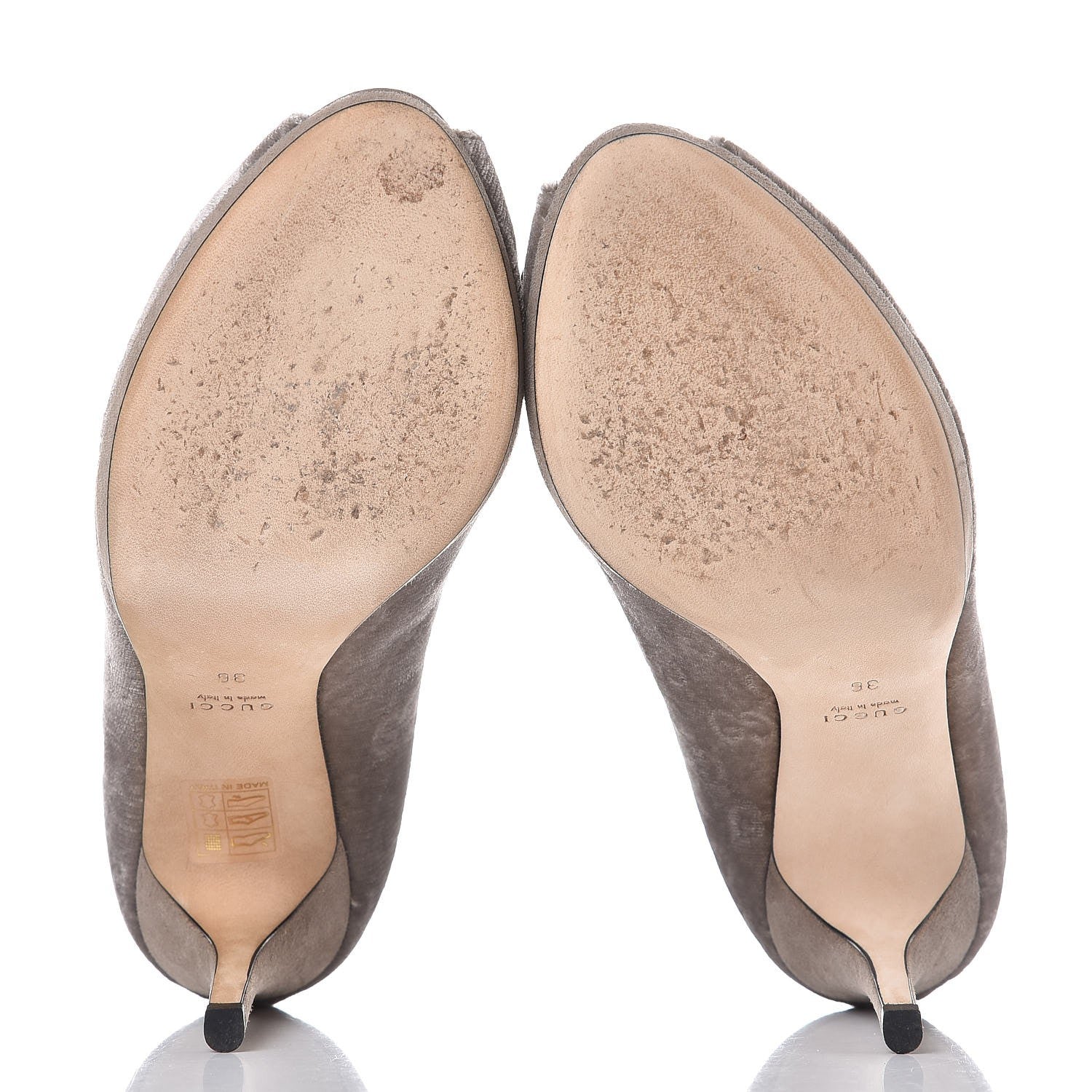 Gucci Velvet GG Monogram Horsebit Open Toe Pumps 36 New Fango 7 of 11