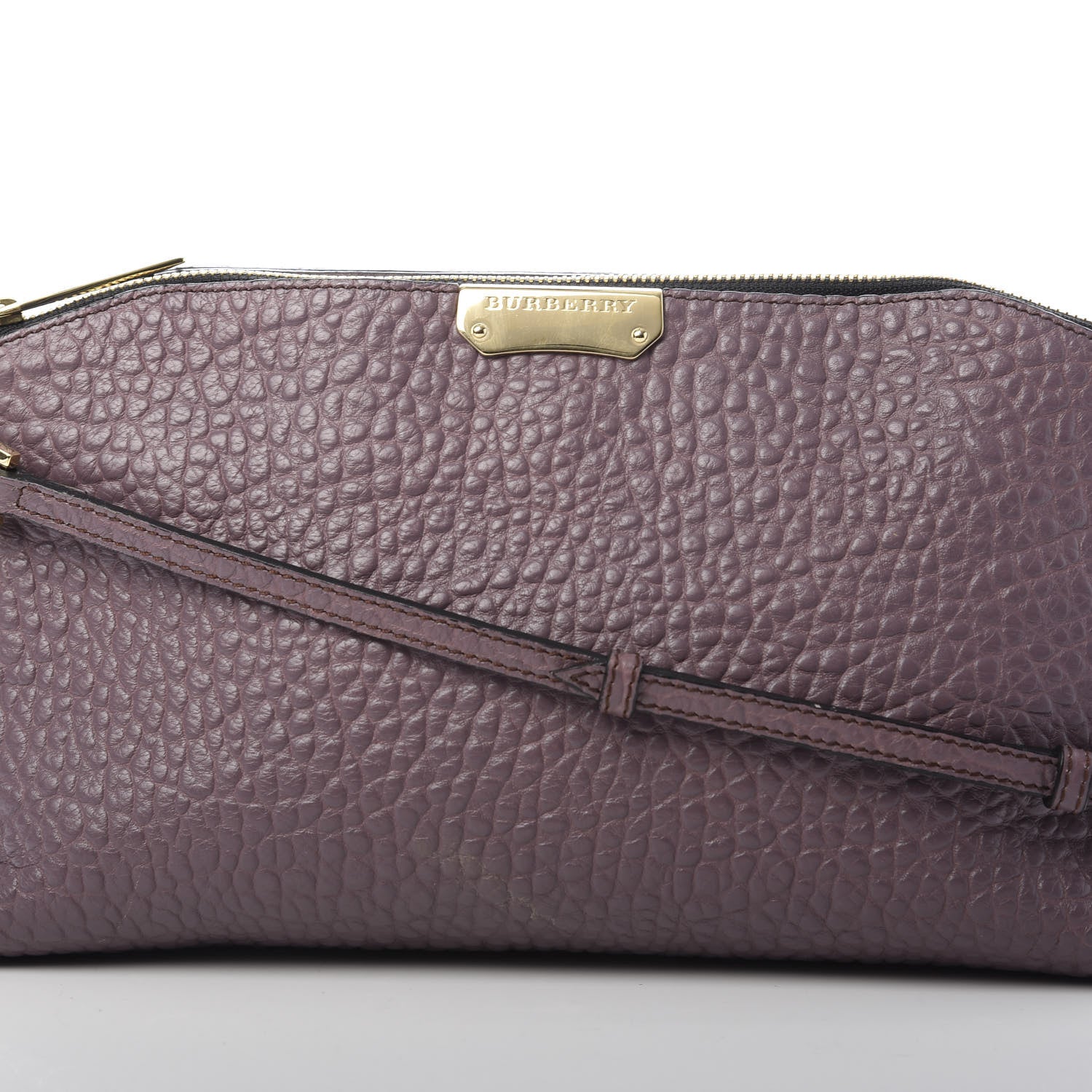 Burberry Signature Grain Calfskin Small Chichester Crossbody Clutch Bag Dark Plum 9 of 15