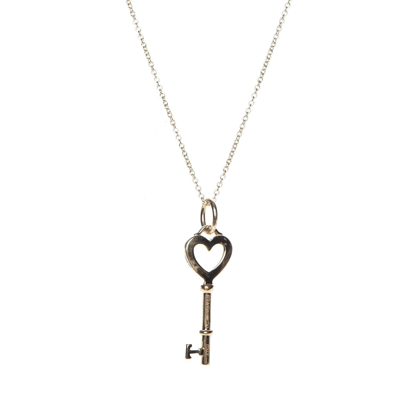 18K Yellow Gold Mini Heart Key Pendant Necklace