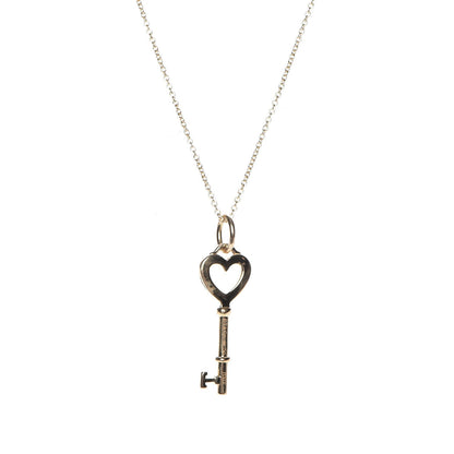 Tiffany 18K Yellow Gold Mini Heart Key Pendant Necklace 4 of 9