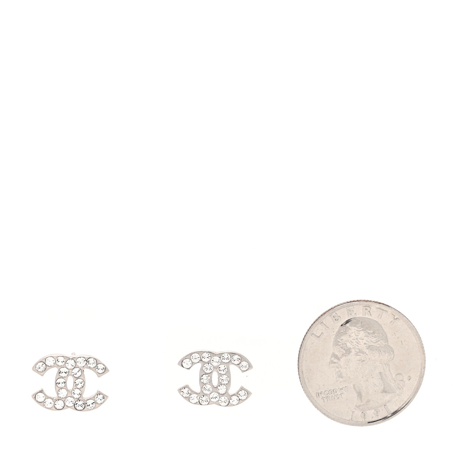 Chanel Crystal CC Earrings Silver 2 of 4