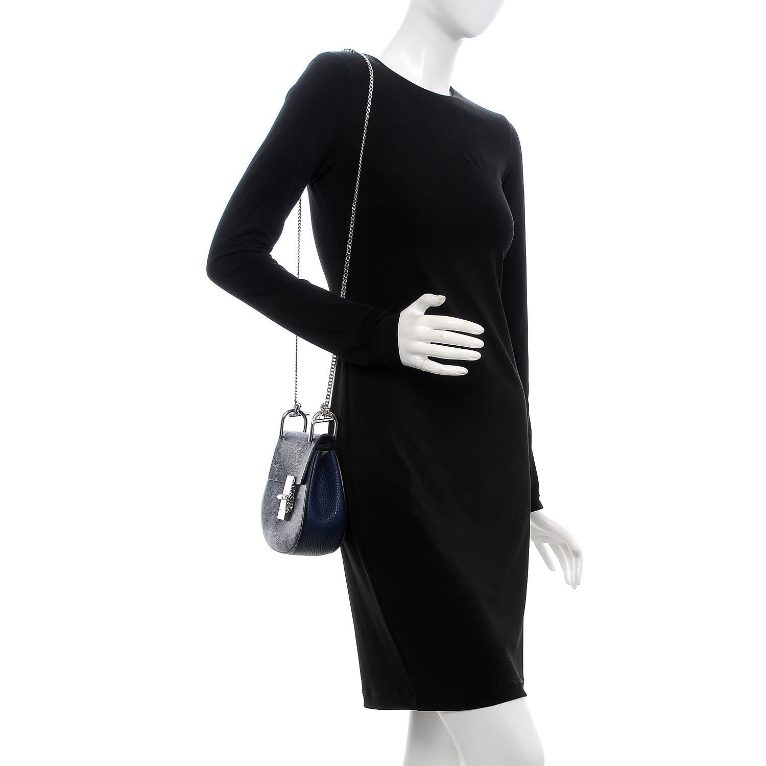 Chloe Grained Lambskin Mini Drew Shoulder Bag Royal Navy 2 of 6