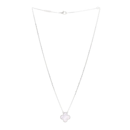 Van Cleef & Arpels 18K White Gold Chalcedony Vintage Alhambra Pendant Necklace 3 of 6