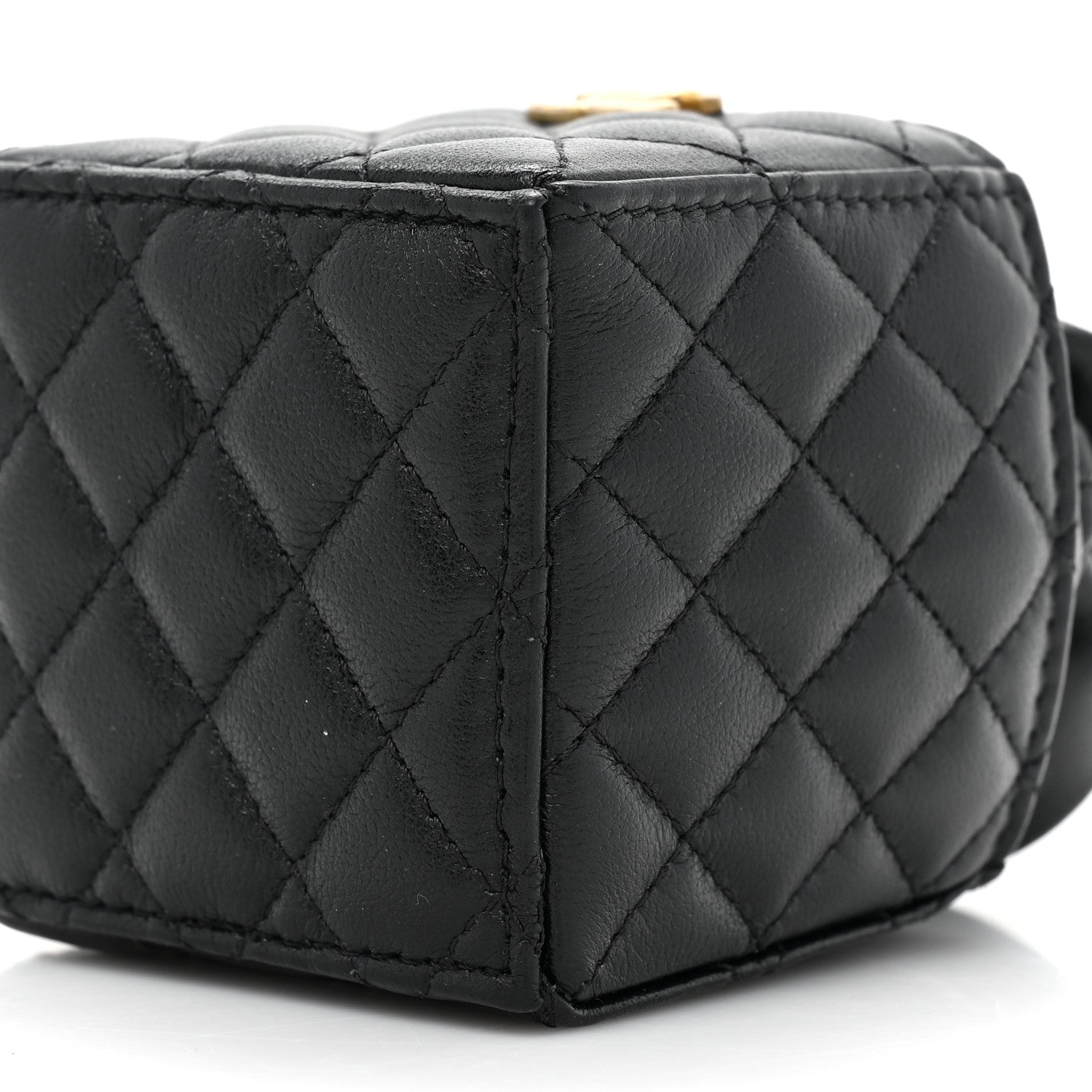 Chanel Calfskin Quilted Mini Drawstring Bucket Bag Black 8 of 9