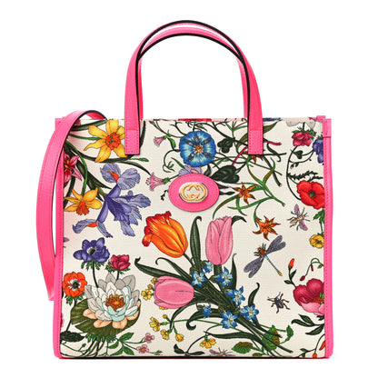 Gucci Canvas Medium Flora Tote Fuchsia 1 of 12