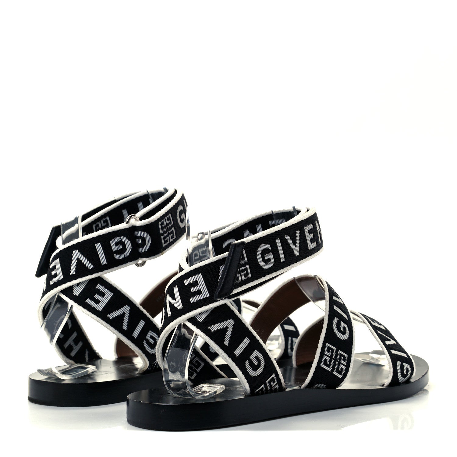 Givenchy Grosgrain Cross Logo Ankle Strap Sandals 36.5 Black White 4 of 11