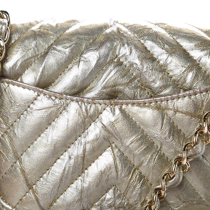 Chanel Patent Metallic Crumpled Calfskin Chevron Quilted Mini Rectangular Flap Gold 8 of 11